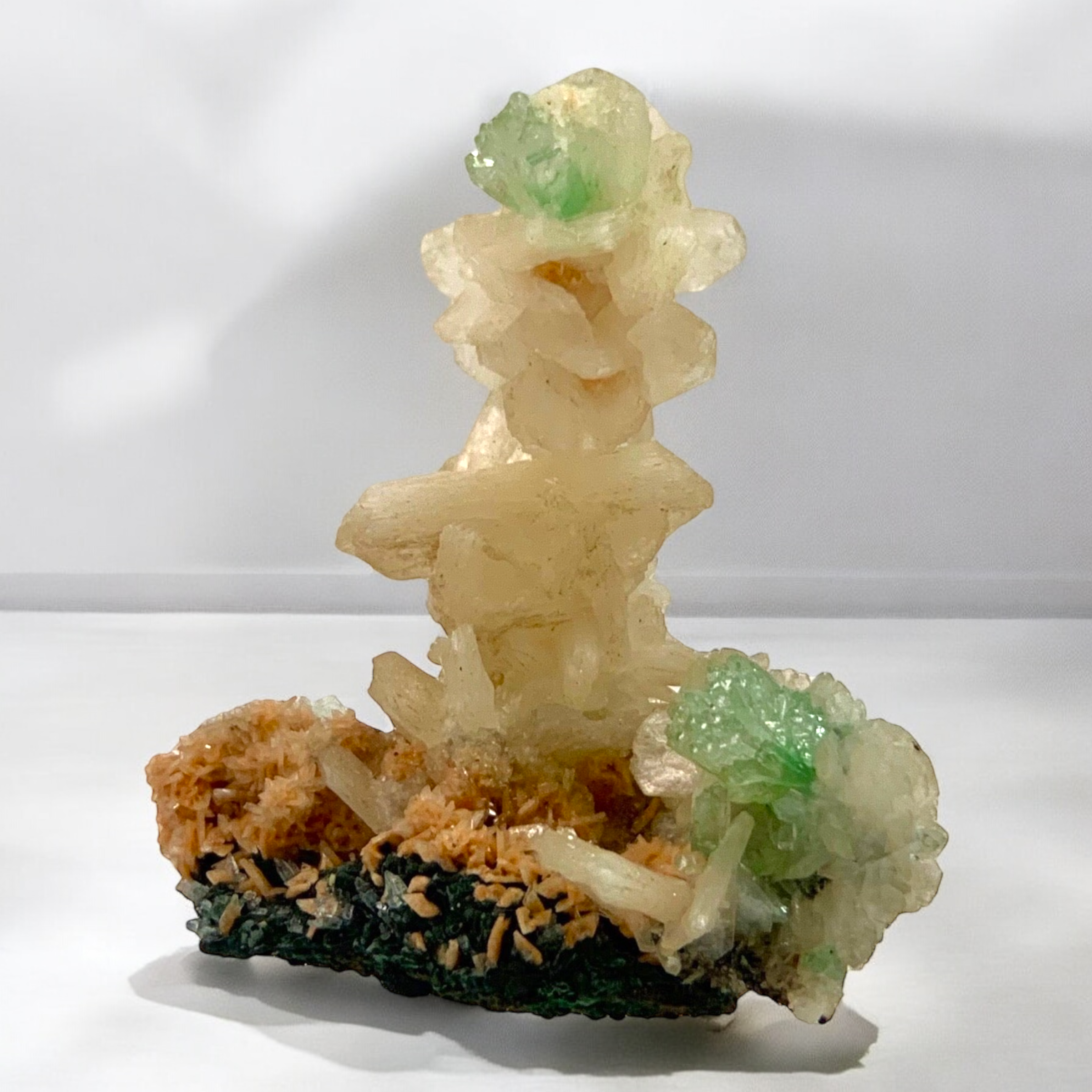 Green Apophyllite, Stilbite & Chalcedony