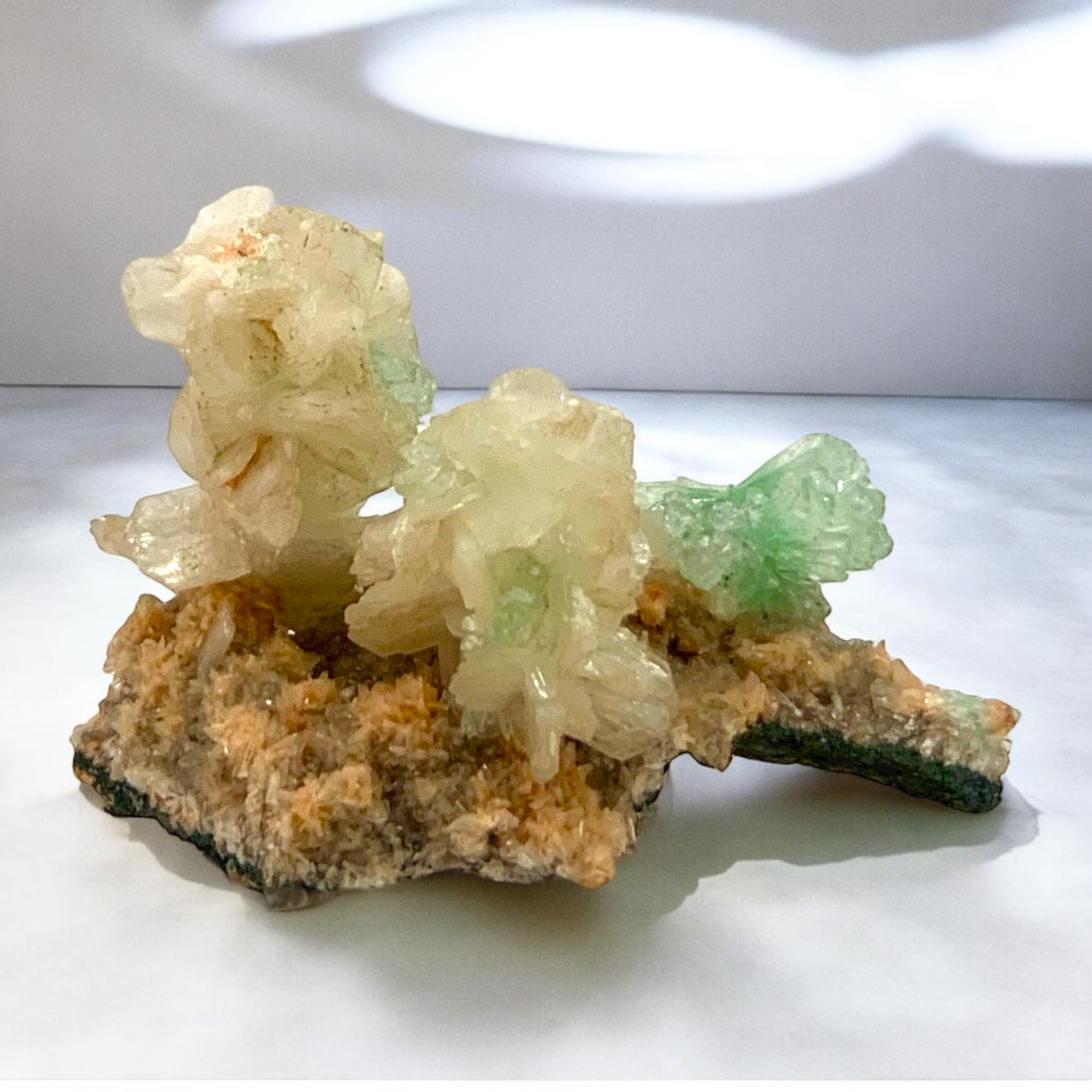 Green Apophyllite, Stilbite & Chalcedony