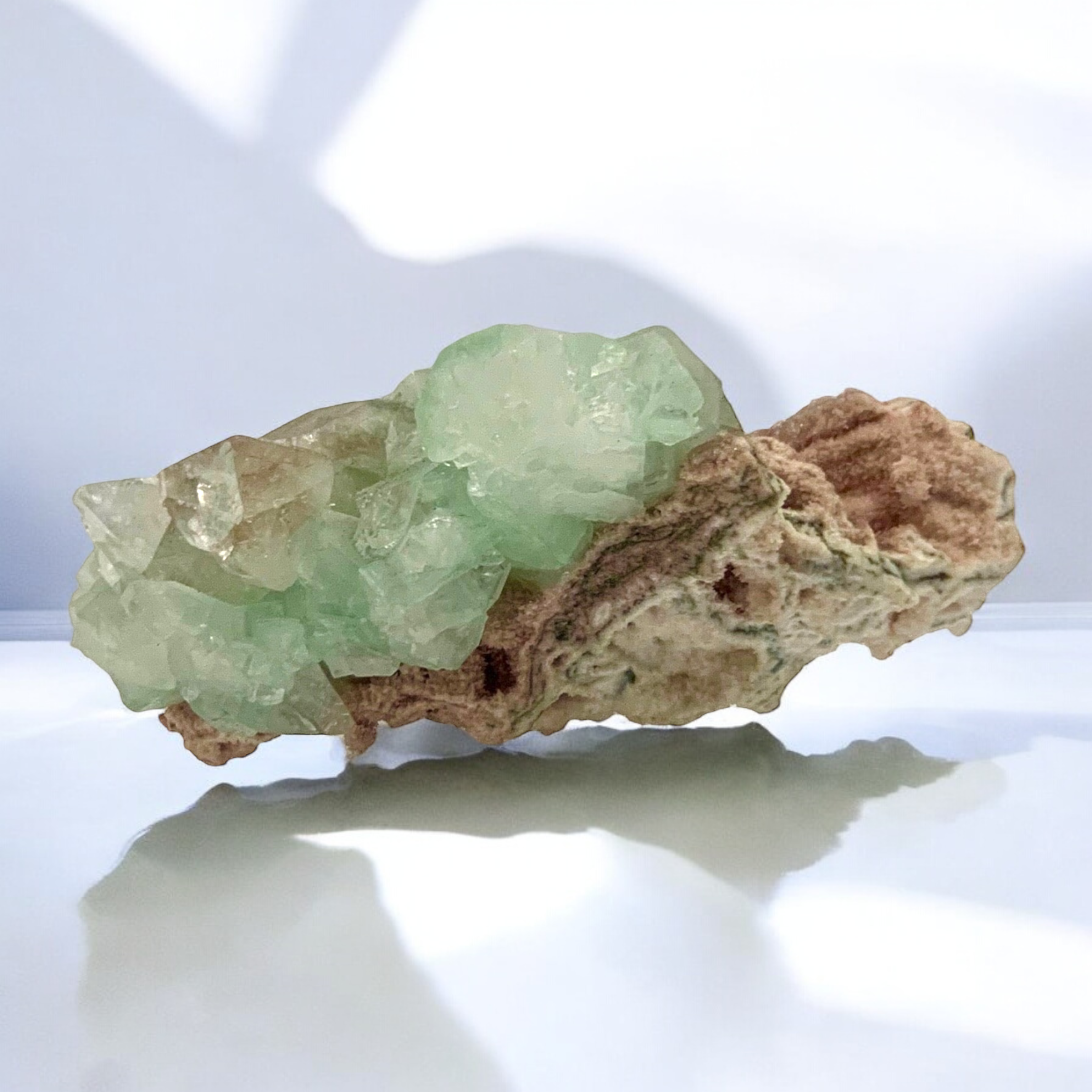 Green Apophyllite and Pink Chalcedony