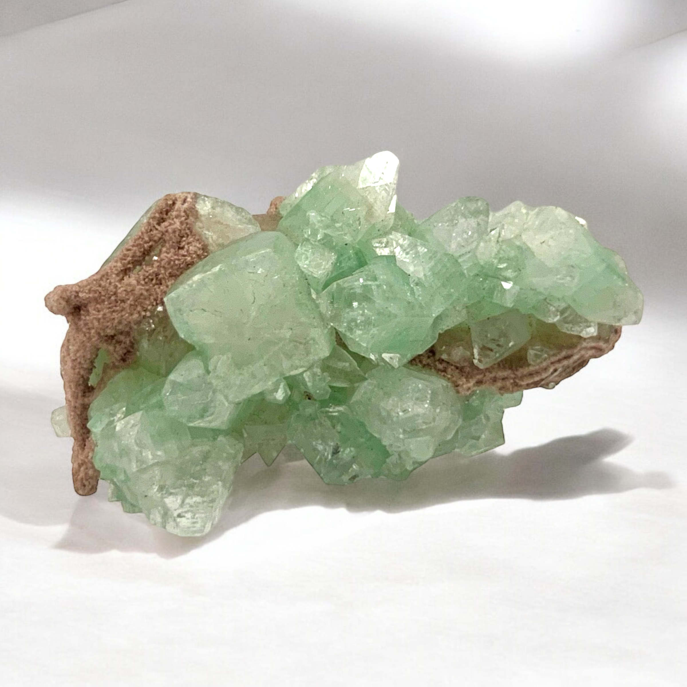 Green Apophyllite and Pink Chalcedony